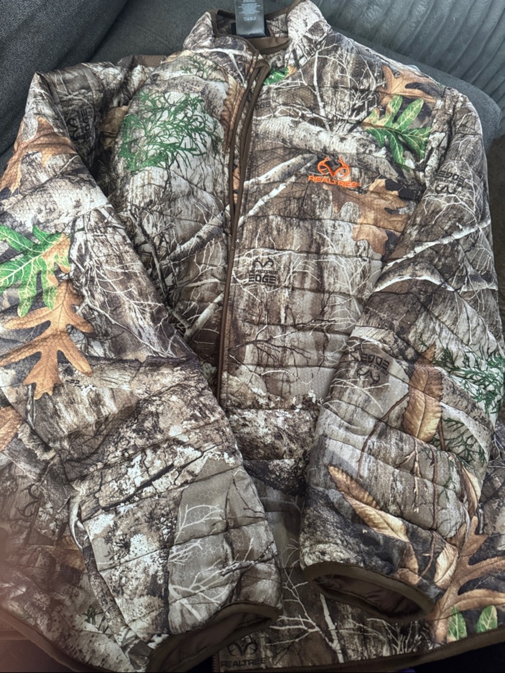 Realtree Camo Puffer Jacket in Brown, Green & Tan